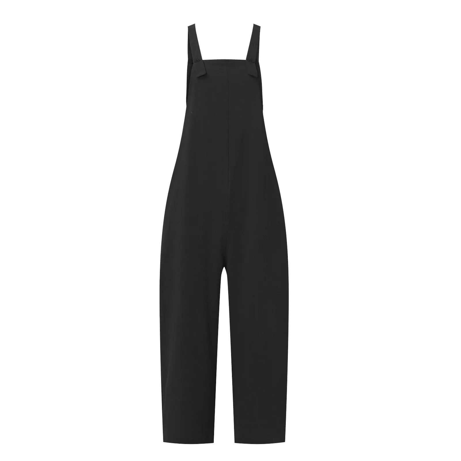 Solid Color Women Loose Cotton Linen Jumpsuit Sleeveless Harem Overalls Jumpsuits Loose Vintage Pants Femme Clothes