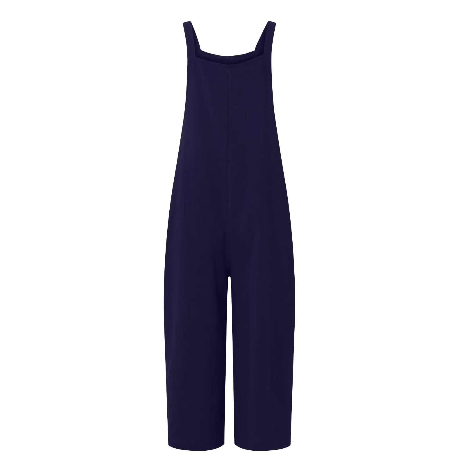 Solid Color Women Loose Cotton Linen Jumpsuit Sleeveless Harem Overalls Jumpsuits Loose Vintage Pants Femme Clothes
