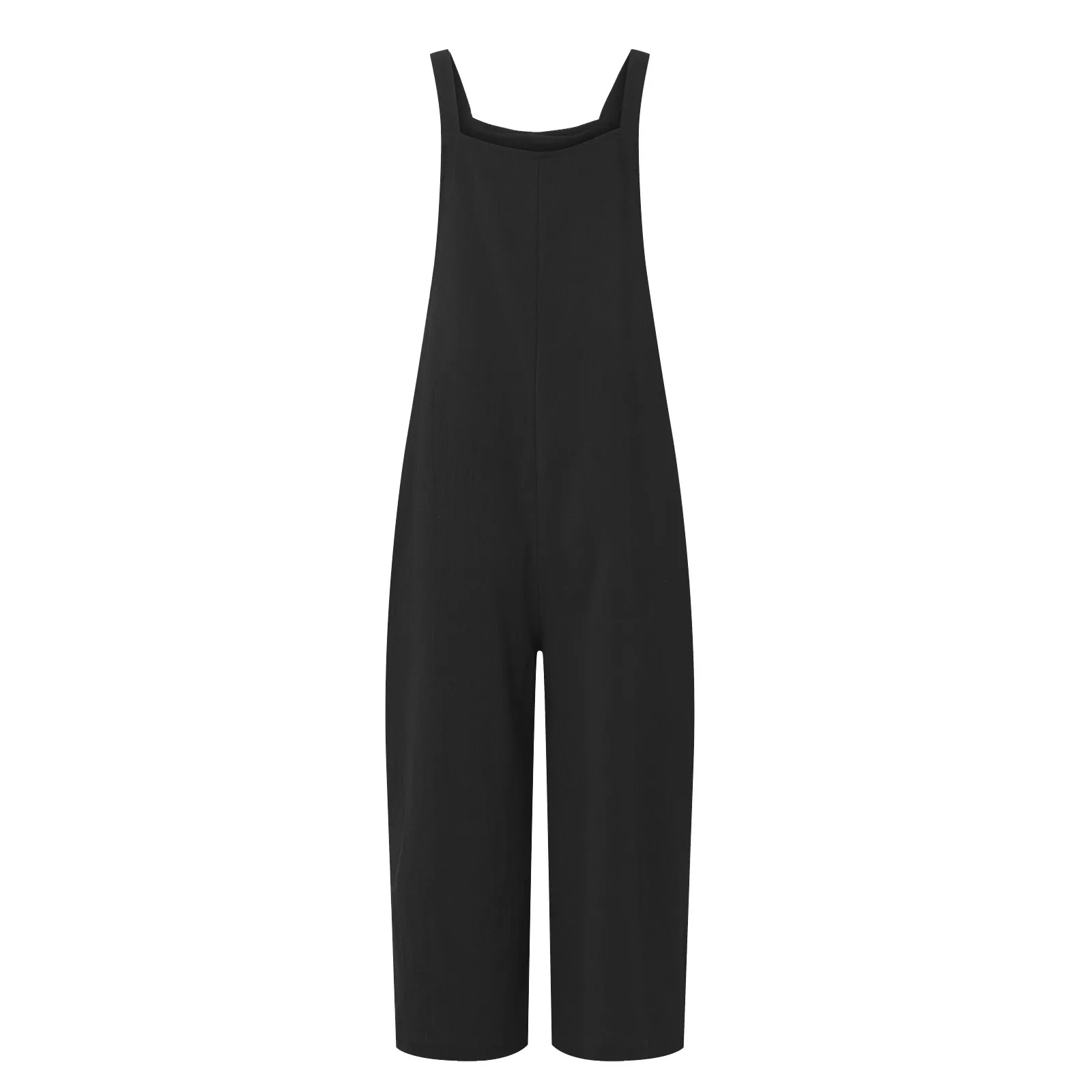 Solid Color Women Loose Cotton Linen Jumpsuit Sleeveless Harem Overalls Jumpsuits Loose Vintage Pants Femme Clothes