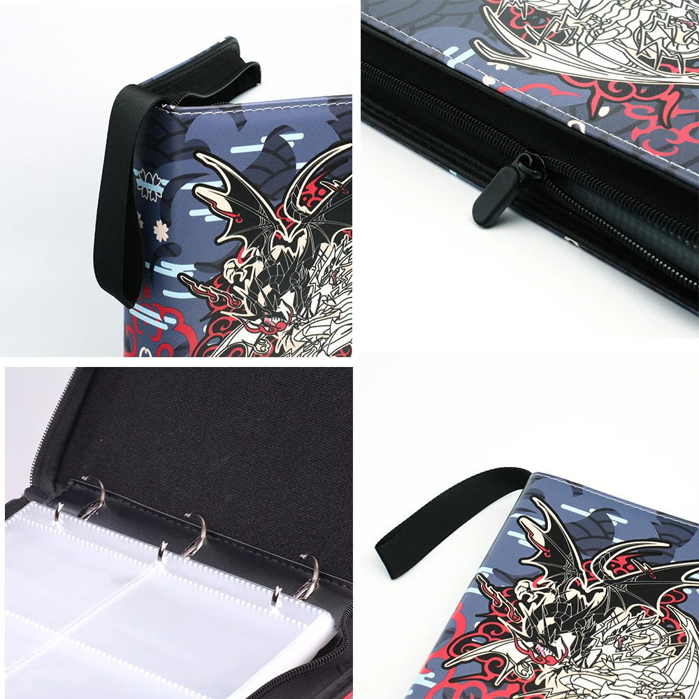 Yugioh TCG GAME Card Binder Yu-Gi-Oh Red-Eyes Black Dragon Cards Holder Album 4-Pocket Trading Card Game Collection Card Holder