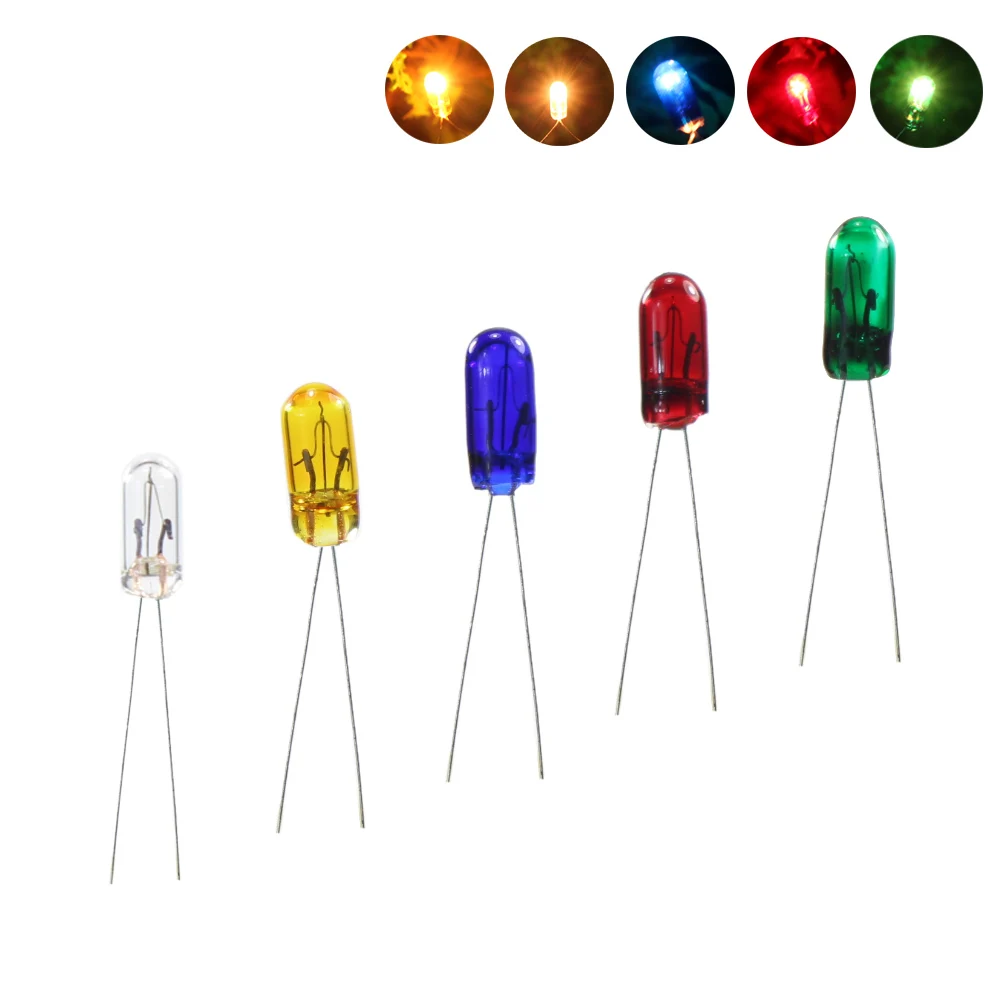 Evemodel 100pcs 2.5mm 3mm 4mm 5mm Clear Mini Bulbs Grain of Wheat Bulbs Incandescent Filament Lights 1.5V 3V 6V 12V