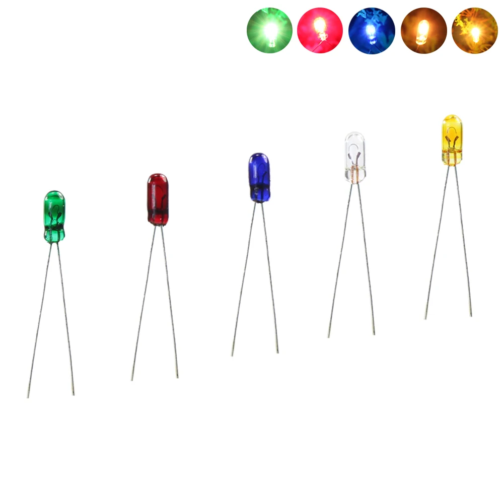 Evemodel 100pcs 2.5mm 3mm 4mm 5mm Clear Mini Bulbs Grain of Wheat Bulbs Incandescent Filament Lights 1.5V 3V 6V 12V