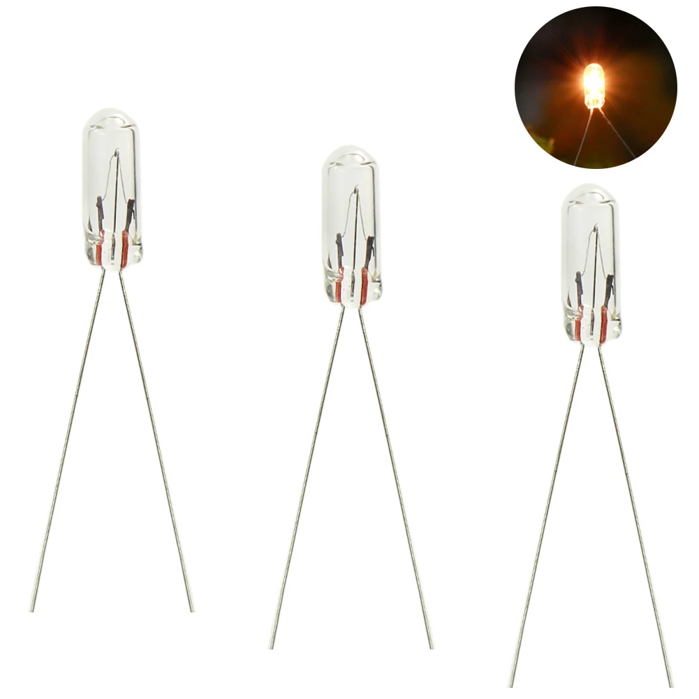 Evemodel 100pcs 2.5mm 3mm 4mm 5mm Clear Mini Bulbs Grain of Wheat Bulbs Incandescent Filament Lights 1.5V 3V 6V 12V