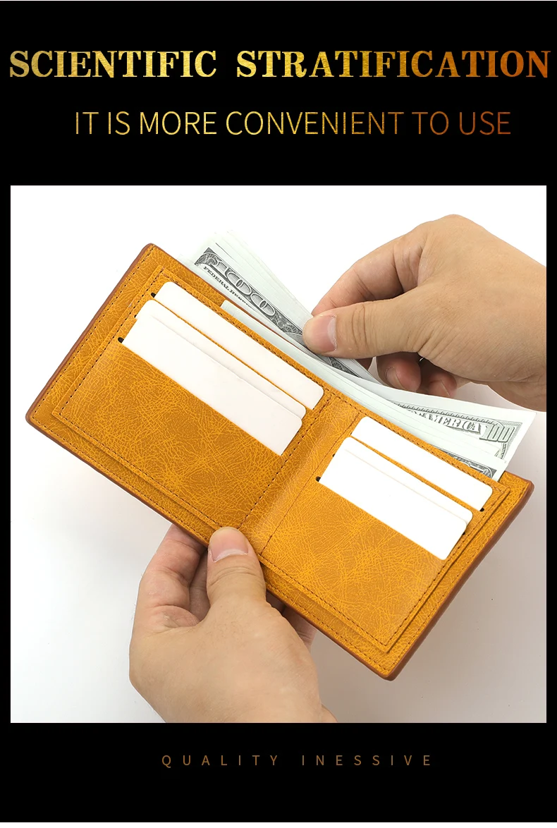 Men's Fashion Retro Business Short Wallet Multi Card Slot Horizontal Soft Pu Leather Men's Wallet