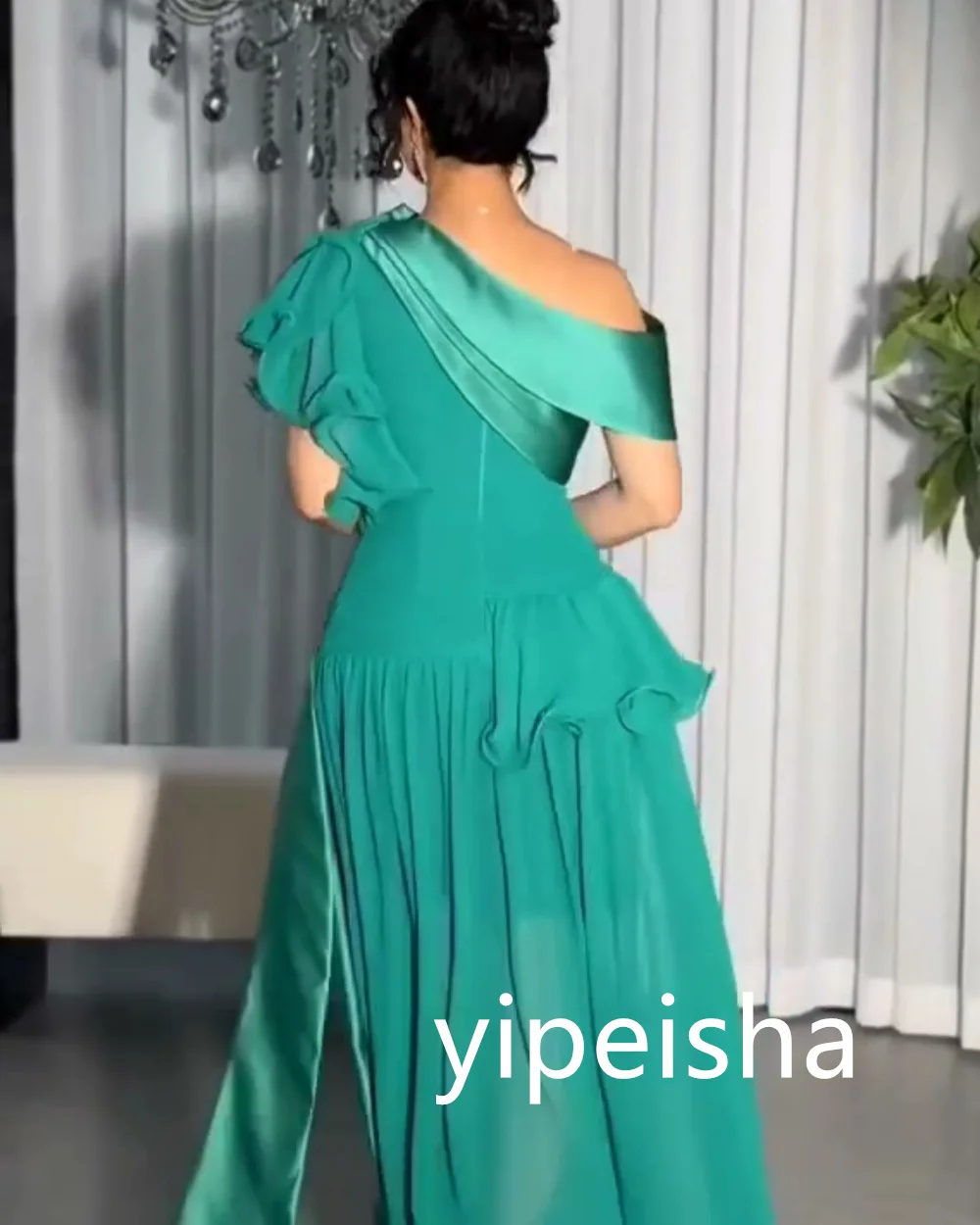 CustomizedRetro Chiffon A-line One-shoulder Midi Dresses Homecoming Classic Exquisite Modern Style Pastrol Unisex Simple