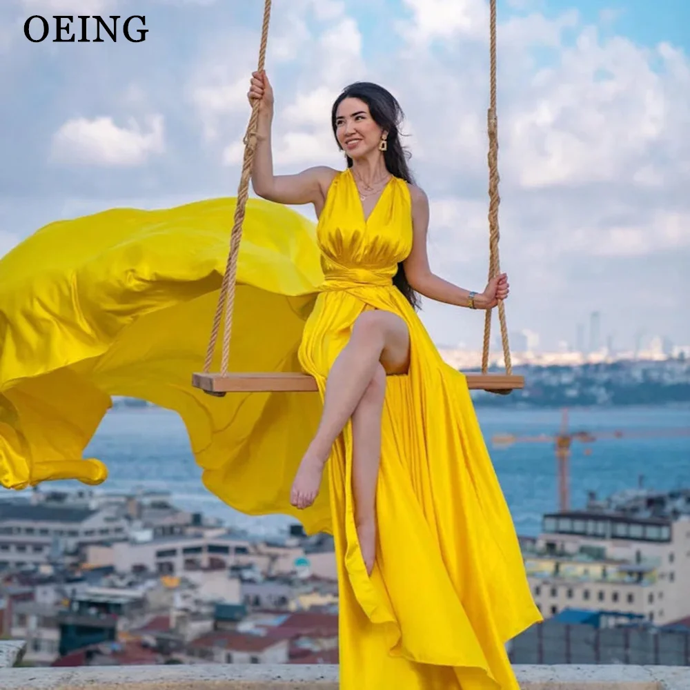 OEING Sexy Flying Prom Dresses Glitter Backless Long Tail Photography Evening Dresses V-neck Formal Occasion Party Dress Gala