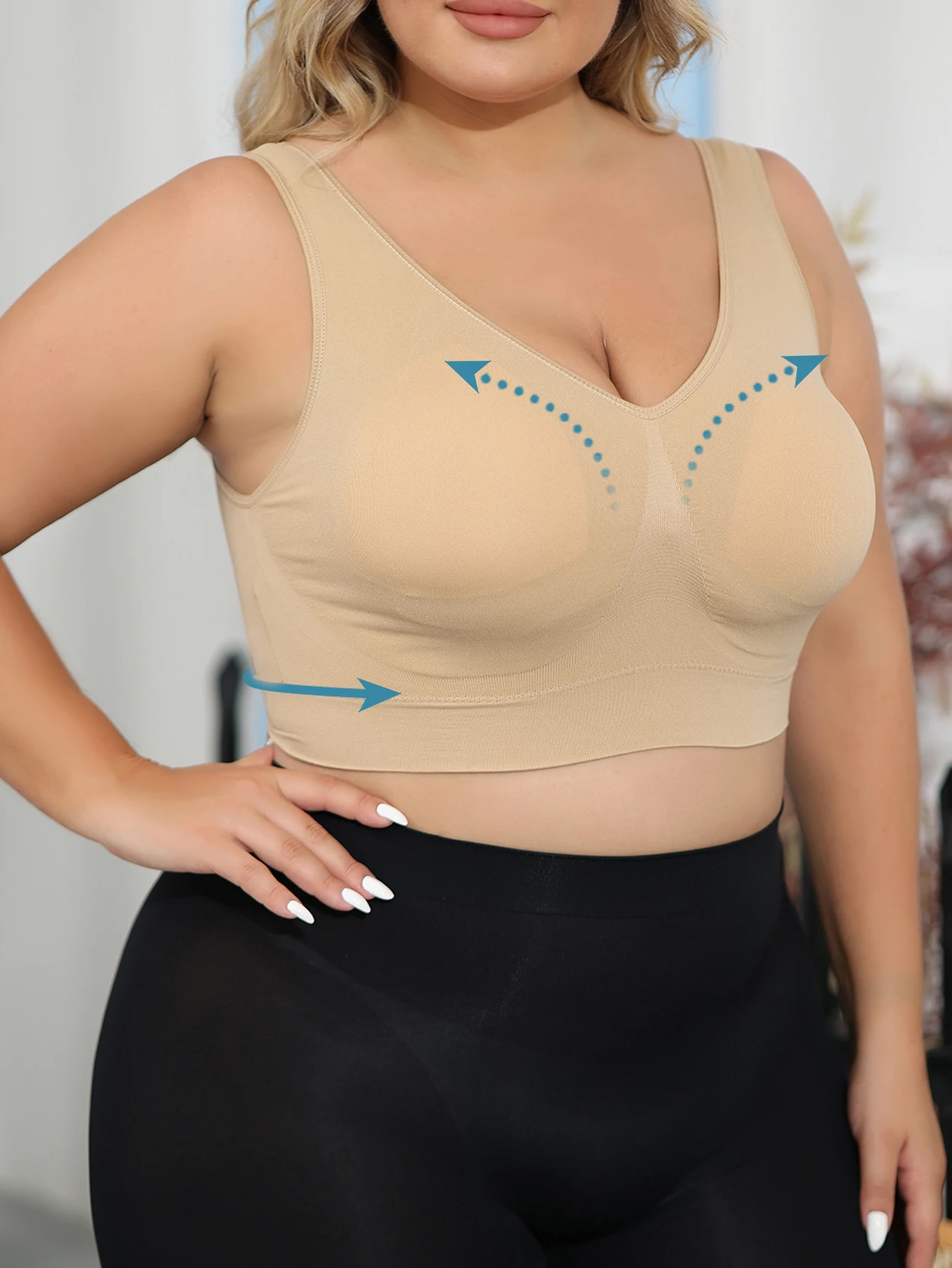 Women's Plus Size Bras with No Wire Shaping and Lifting to Prevent Spillage and Sagging - Detachable Pads