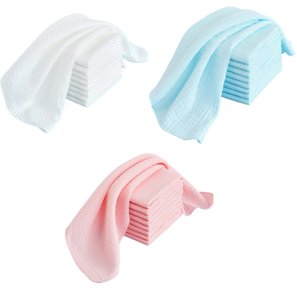 10pcs Cotton Baby Gauze Diapers For Newborn Baby Nappy Changing 43x45cm Washable Reusable Double Layer Soft Baby Towels