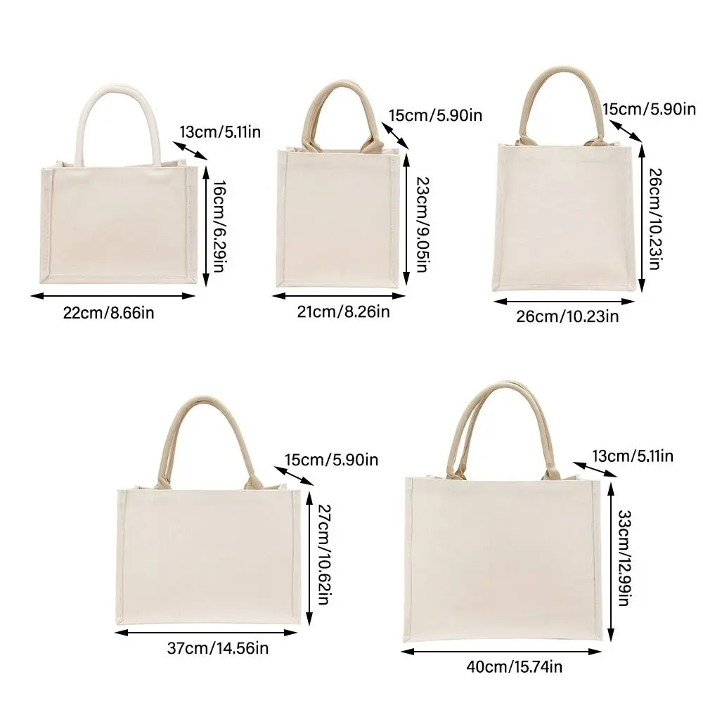 DIY Reusable Hand Drawn Canvas Bag Reusable Large Capacity Foldable Shopping Bag Beige Daily Commutting Blank Tote Sack