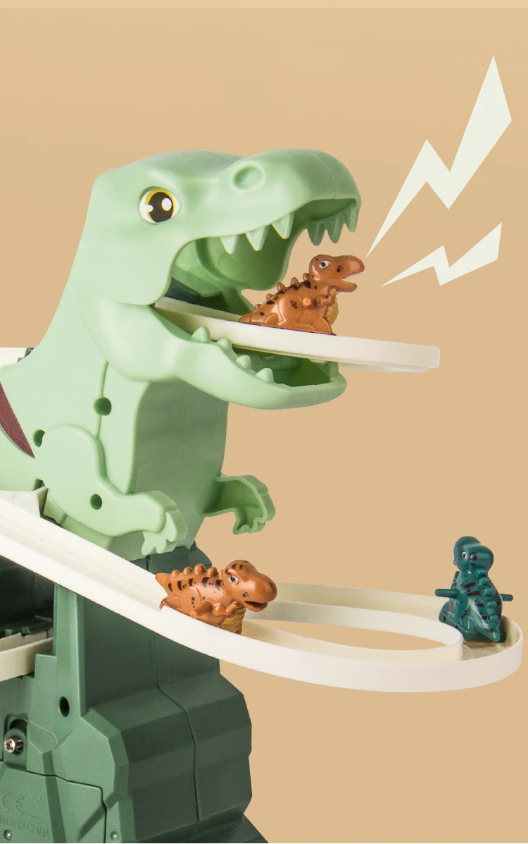 Dinosaur Climbing Slide Music Toy with 3 Dinosaurs, Puzzle Fun Electric Slide Toy Car, Halloween Boy and Girl Christmas Gift