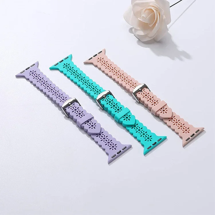Silicone Straps For Apple Watch 44 mm 40mm 38mm 42mm Ultra 2 49mm Sport Bracelet iwatch Series 9 7 8 6 Se 5 4 3 41mm 45mm band