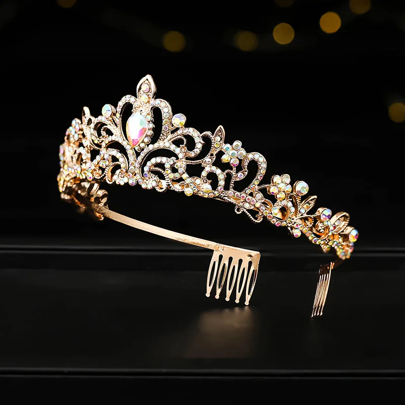 Luxury Crystal Crowns and Tiaras with Comb Headband for Girl Women Princess Birthday Party Wedding Prom Bridal Gifts