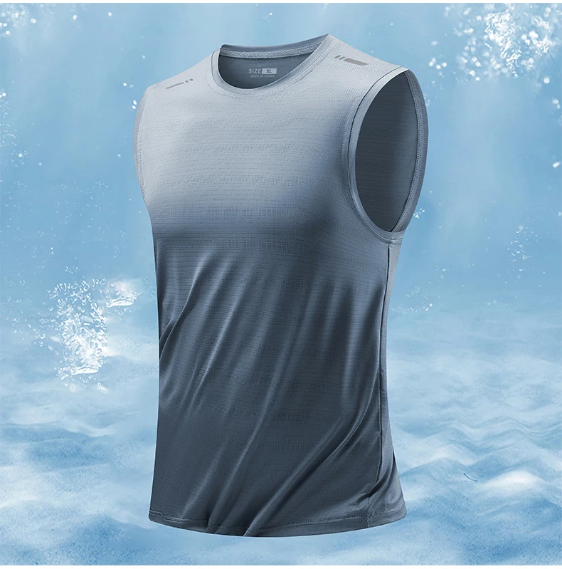 CHRLCK Men's Running Vest Quick Drying Gym Tank top Men Fitness Sleeveless Shirt Male Mesh Breathable Fitness Sports Vest