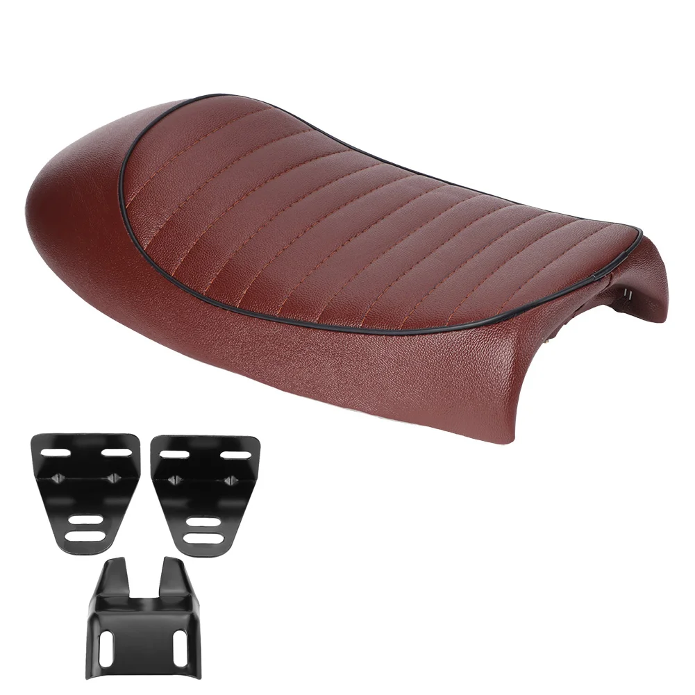 Motorcycle PU Leather Vintage Cafe Racer Refit Seat Flat Saddle Cushion For CG125 GN CG CB400SS