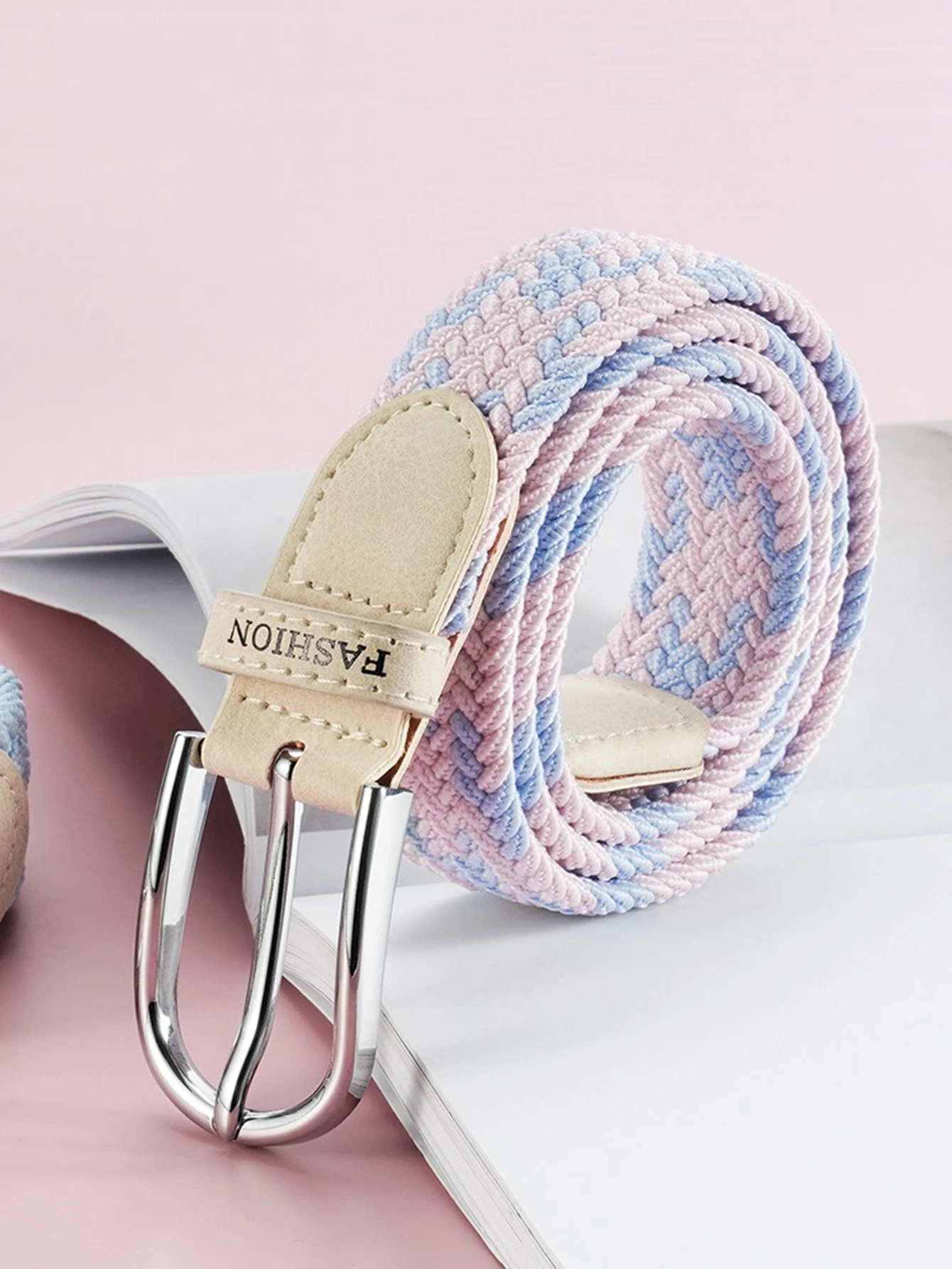 Non-perforated belt ladies all-in-one jeans canvas belt woven elastic pin buckle student slacker cloth belt