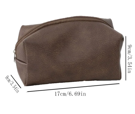 New Solid-Color High-End PU Makeup Bag, Large-Capacity Portable Hand-Held Toiletries Storage Bag, One Piece