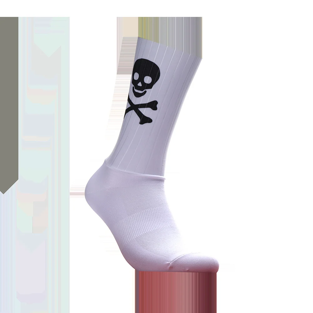 2027 New Skull Non-slip Sports Silicone Seamless Aero Cycling Socks Breathable Pattern Road Bike Racing Socks