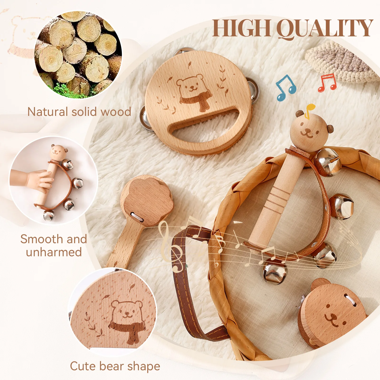 Montessori Toys Baby Music Toys Musical Instrument Baby 0 3 Years Toys Wooden Educational Toys Bear Xylophone Children Toys
