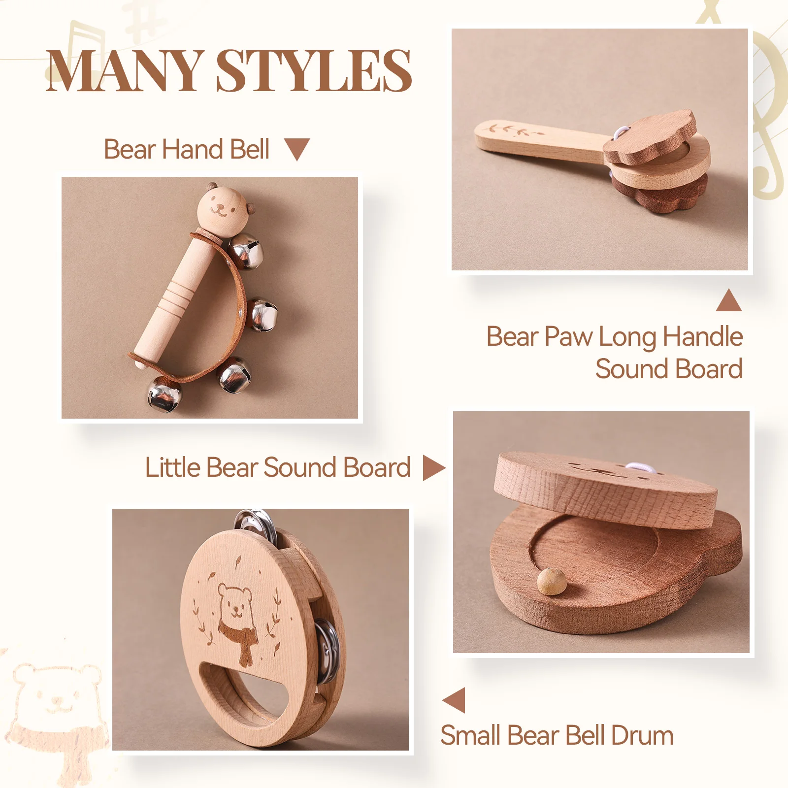 Montessori Toys Baby Music Toys Musical Instrument Baby 0 3 Years Toys Wooden Educational Toys Bear Xylophone Children Toys