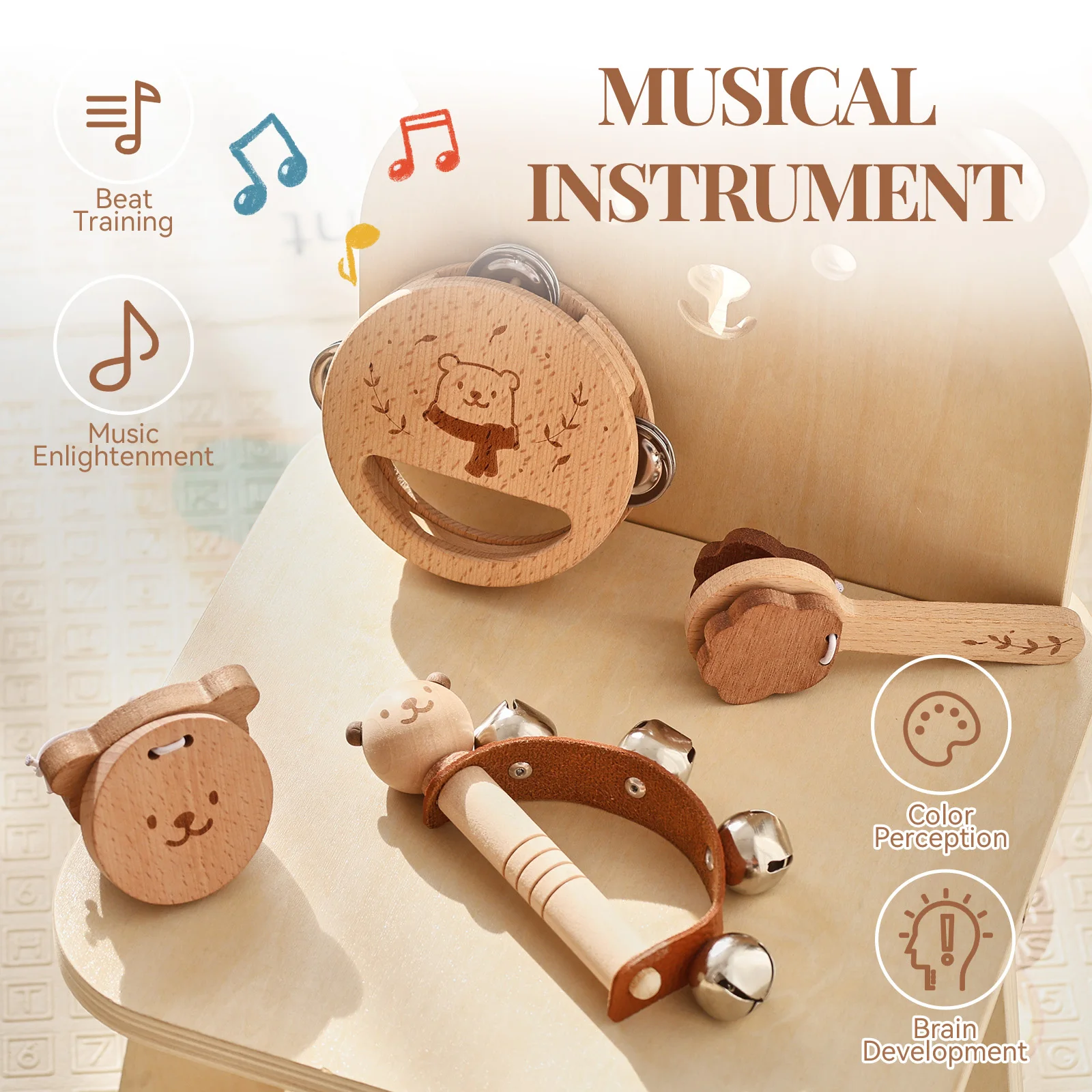Montessori Toys Baby Music Toys Musical Instrument Baby 0 3 Years Toys Wooden Educational Toys Bear Xylophone Children Toys