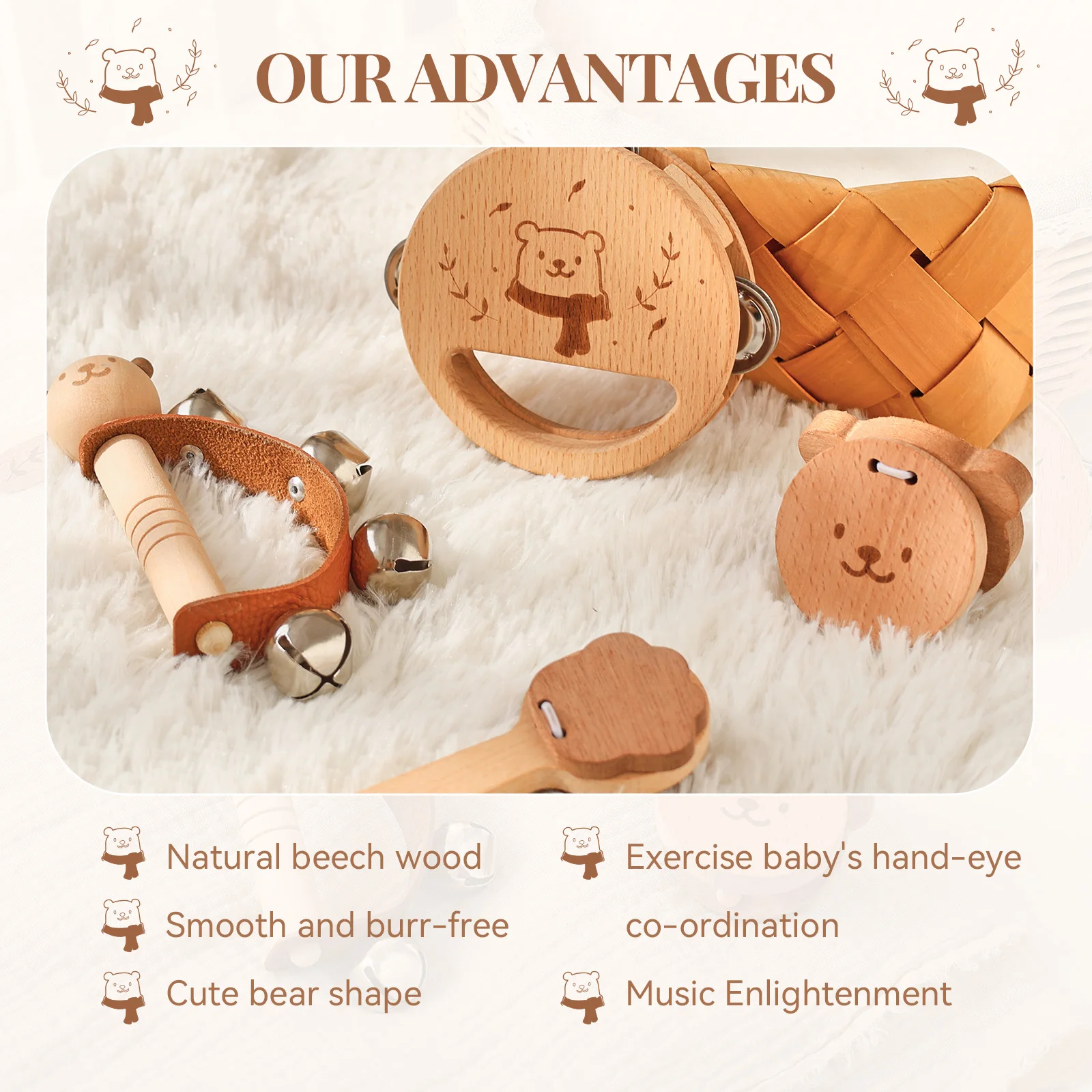 Montessori Toys Baby Music Toys Musical Instrument Baby 0 3 Years Toys Wooden Educational Toys Bear Xylophone Children Toys
