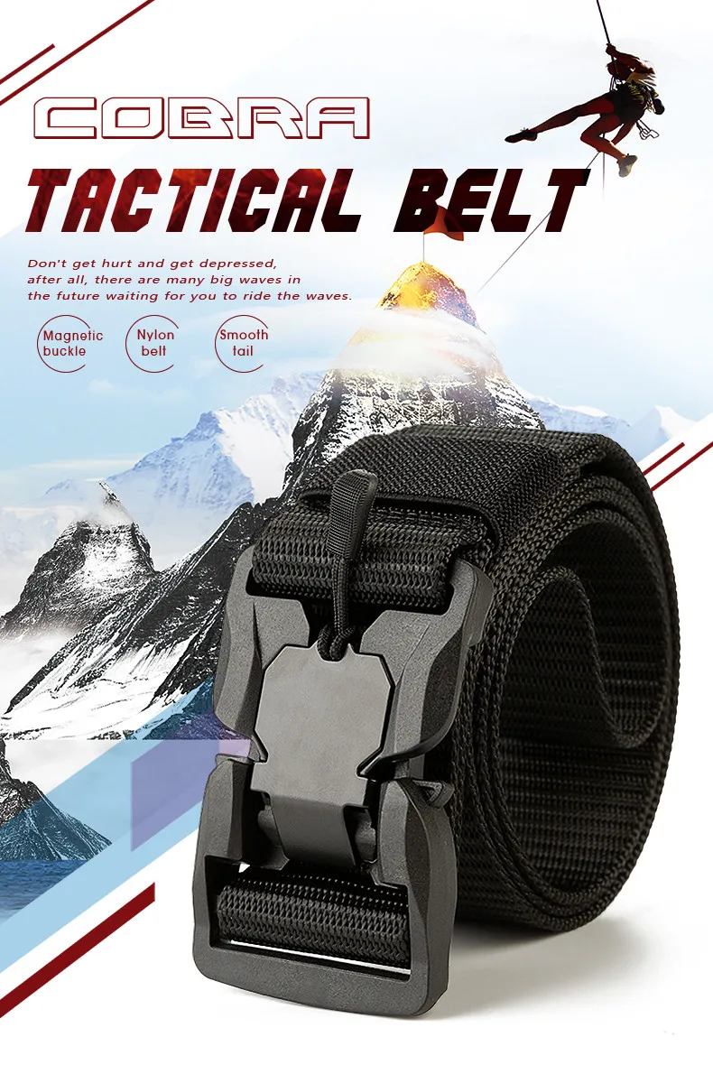 Genuine Tactical Belt Quick Release Magnetic Buckle Belt Soft Real Nylon Sports Accessories men and women belt
