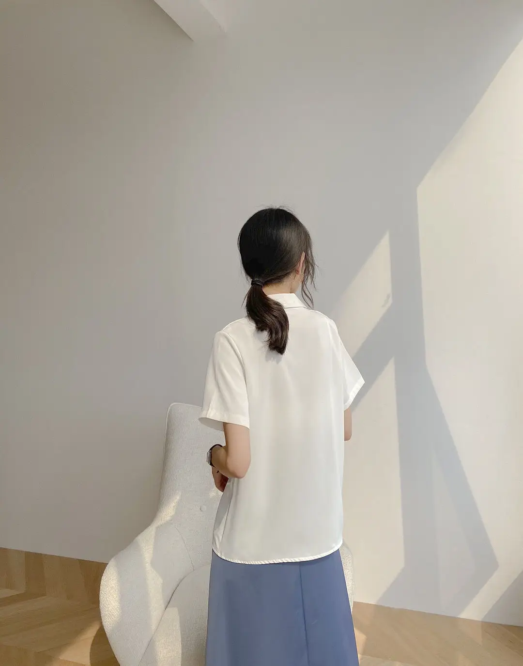 Women Summer Elegant Solid Chiffon Blouses Casual Turn Down Collar Short Sleeve Loose Shirts Korean Chic Top Female Tunic