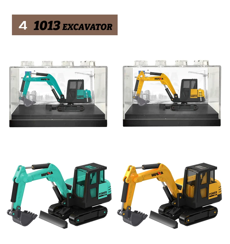 HUINA 1:80 Construction Alloy Diecast Car Model Forklift Roller Dumper Excavator Engineering Agitator Truck Toy Collection Gift