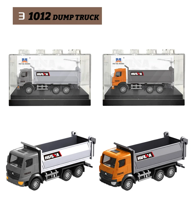HUINA 1:80 Construction Alloy Diecast Car Model Forklift Roller Dumper Excavator Engineering Agitator Truck Toy Collection Gift