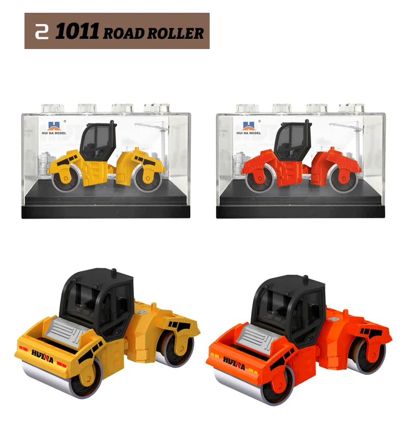 HUINA 1:80 Construction Alloy Diecast Car Model Forklift Roller Dumper Excavator Engineering Agitator Truck Toy Collection Gift