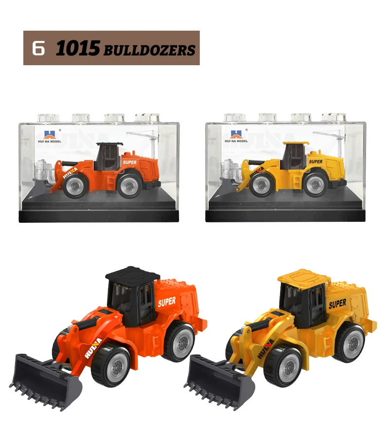 HUINA 1:80 Construction Alloy Diecast Car Model Forklift Roller Dumper Excavator Engineering Agitator Truck Toy Collection Gift