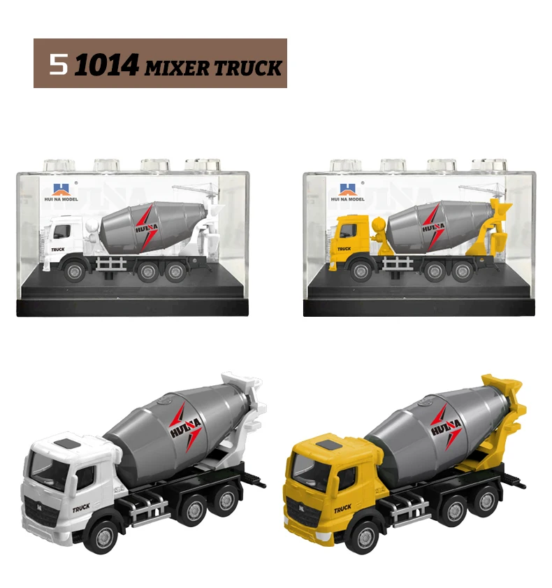 HUINA 1:80 Construction Alloy Diecast Car Model Forklift Roller Dumper Excavator Engineering Agitator Truck Toy Collection Gift