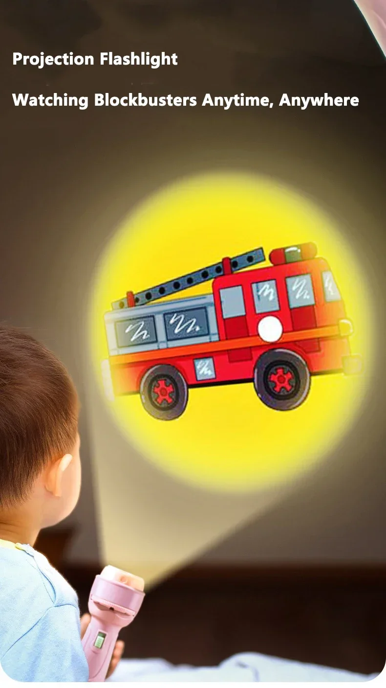 Projection Flashlight, Early Education Puzzle Development Toy, Children Enlightenment Luminous Toy, Cartoon Patterns Projector