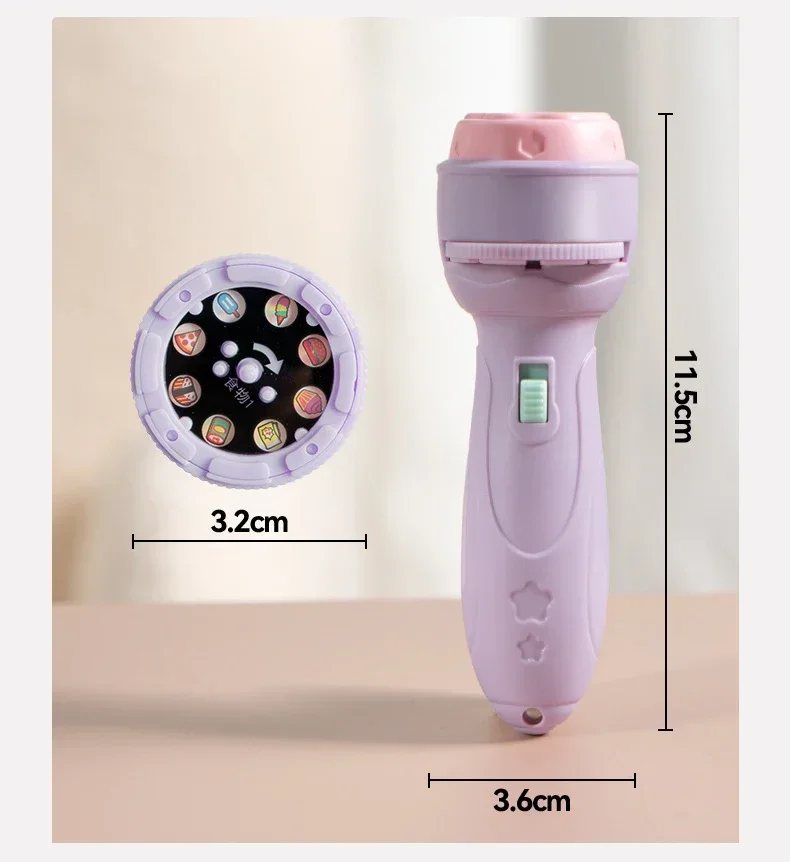 Projection Flashlight, Early Education Puzzle Development Toy, Children Enlightenment Luminous Toy, Cartoon Patterns Projector