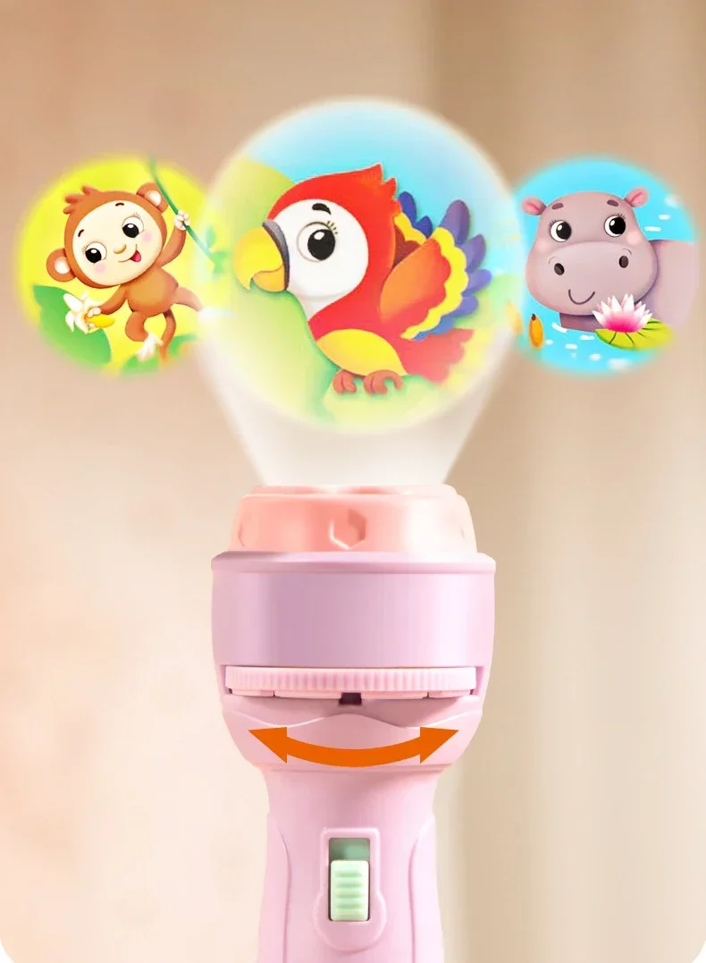 Projection Flashlight, Early Education Puzzle Development Toy, Children Enlightenment Luminous Toy, Cartoon Patterns Projector