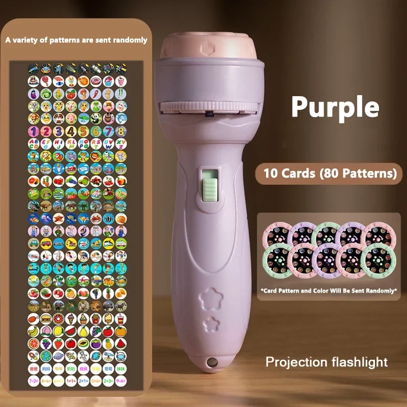 Projection Flashlight, Early Education Puzzle Development Toy, Children Enlightenment Luminous Toy, Cartoon Patterns Projector