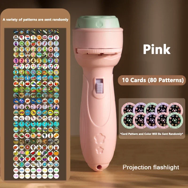 Projection Flashlight, Early Education Puzzle Development Toy, Children Enlightenment Luminous Toy, Cartoon Patterns Projector