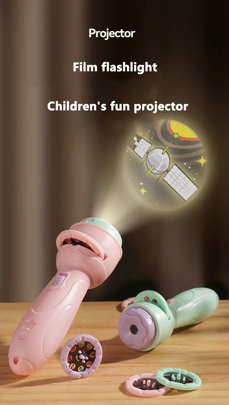 Projection Flashlight, Early Education Puzzle Development Toy, Children Enlightenment Luminous Toy, Cartoon Patterns Projector