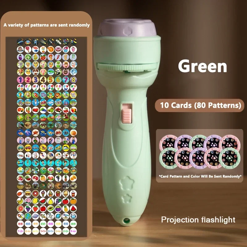 Projection Flashlight, Early Education Puzzle Development Toy, Children Enlightenment Luminous Toy, Cartoon Patterns Projector