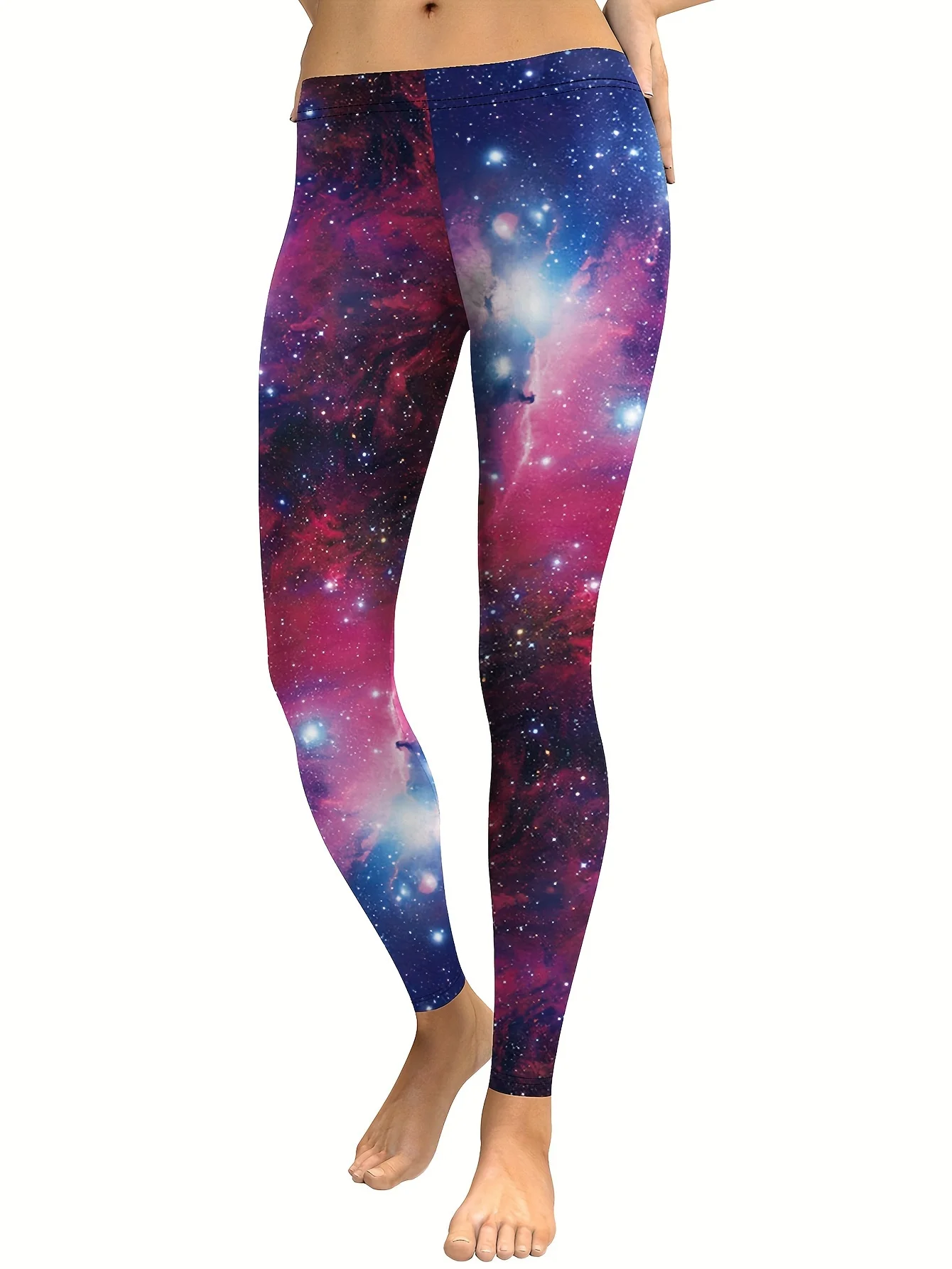 Nadanbao Women's Leggings Starry Sky 3D Printed Slim Fit High Waisted Leggings Casual Elastic Leggings Yoga Sports Pants