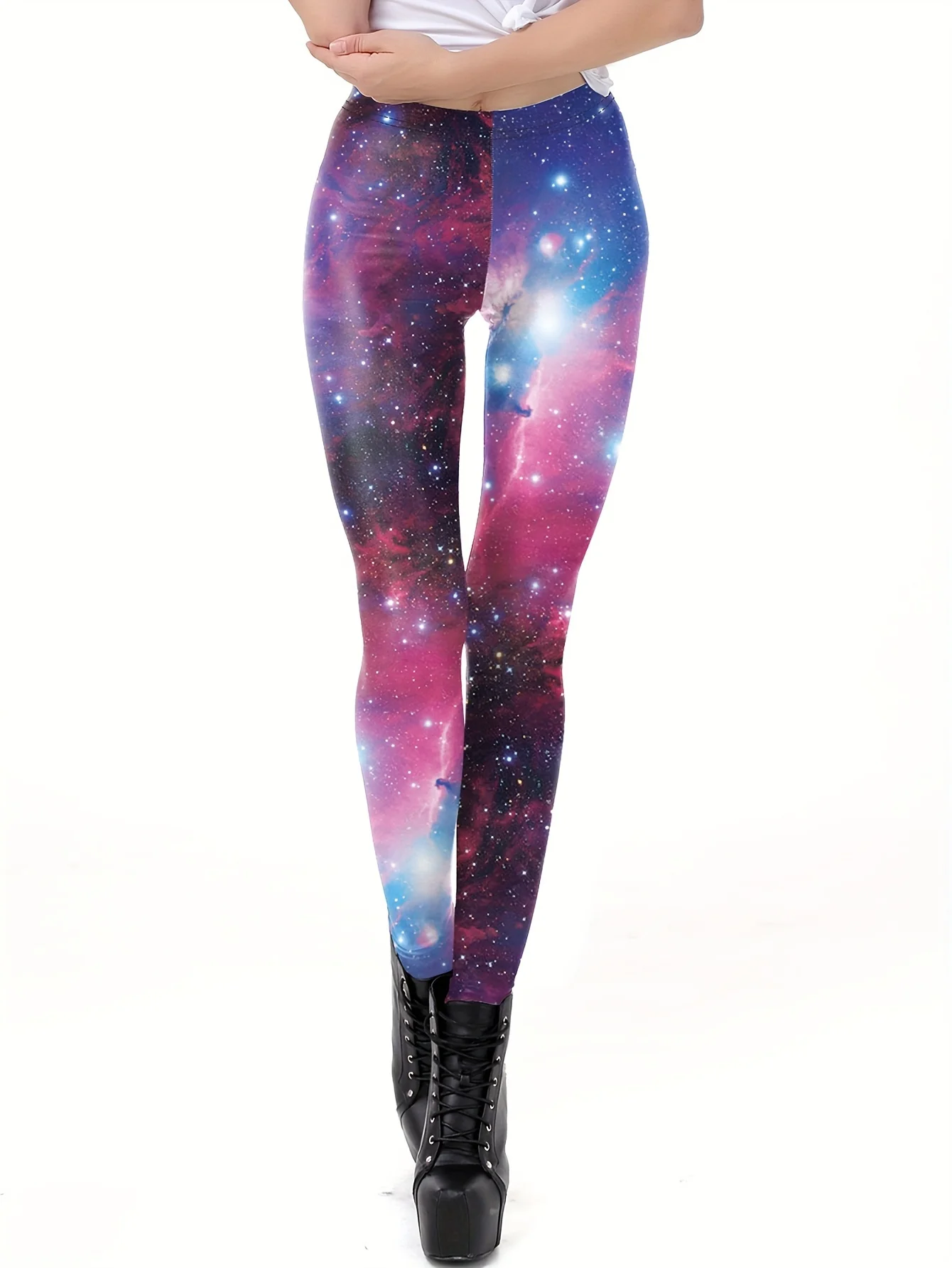 Nadanbao Women's Leggings Starry Sky 3D Printed Slim Fit High Waisted Leggings Casual Elastic Leggings Yoga Sports Pants