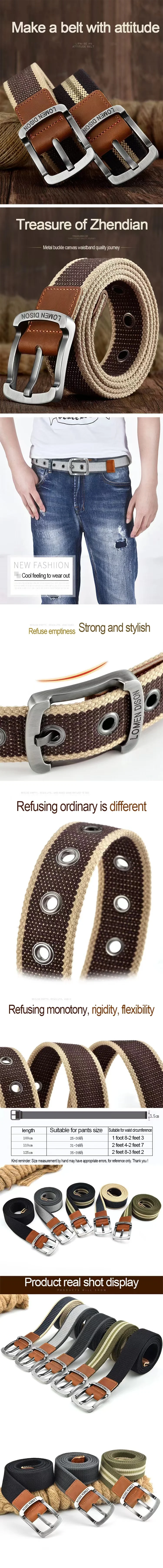 Men Belt for Drilled Canvas Military Tactical Designer Men's Fabric Belt Men's Trousers Belt for Jeans Belts Male Waist Belts