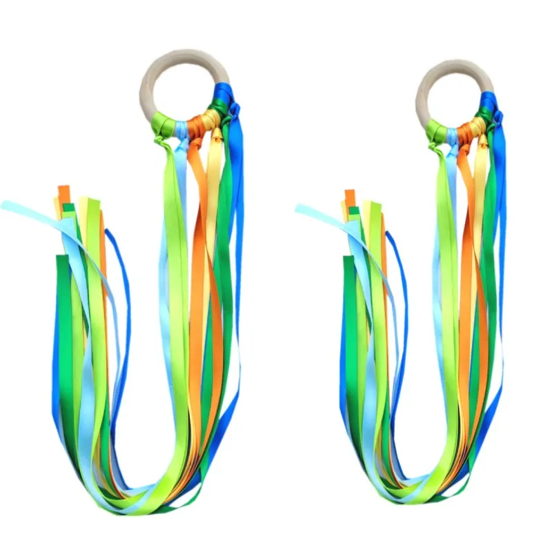 Montessori Style Sensory Toy BPA-free Non-toxic Baby Ribbon Ring Newborns Upwards Develop Colour Recognition Sensory Toy
