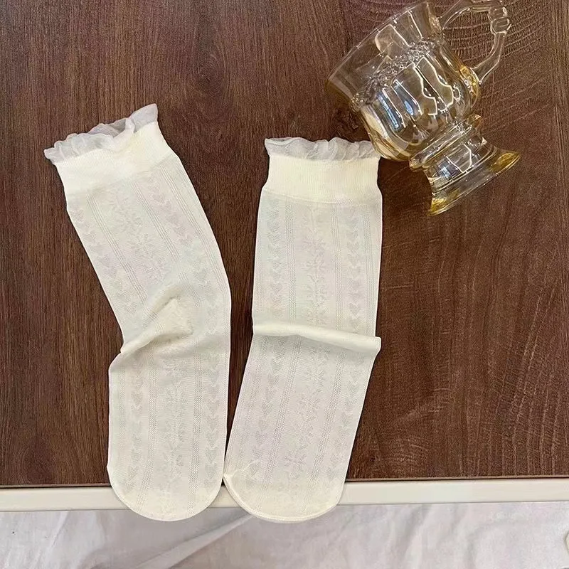 1/3pairs Women Summer Socks Mesh Lace Sexy Ultra-thin Transparent Soft Short Sock Stretch Ankle Lolita Sox Harajuku Retro Sock