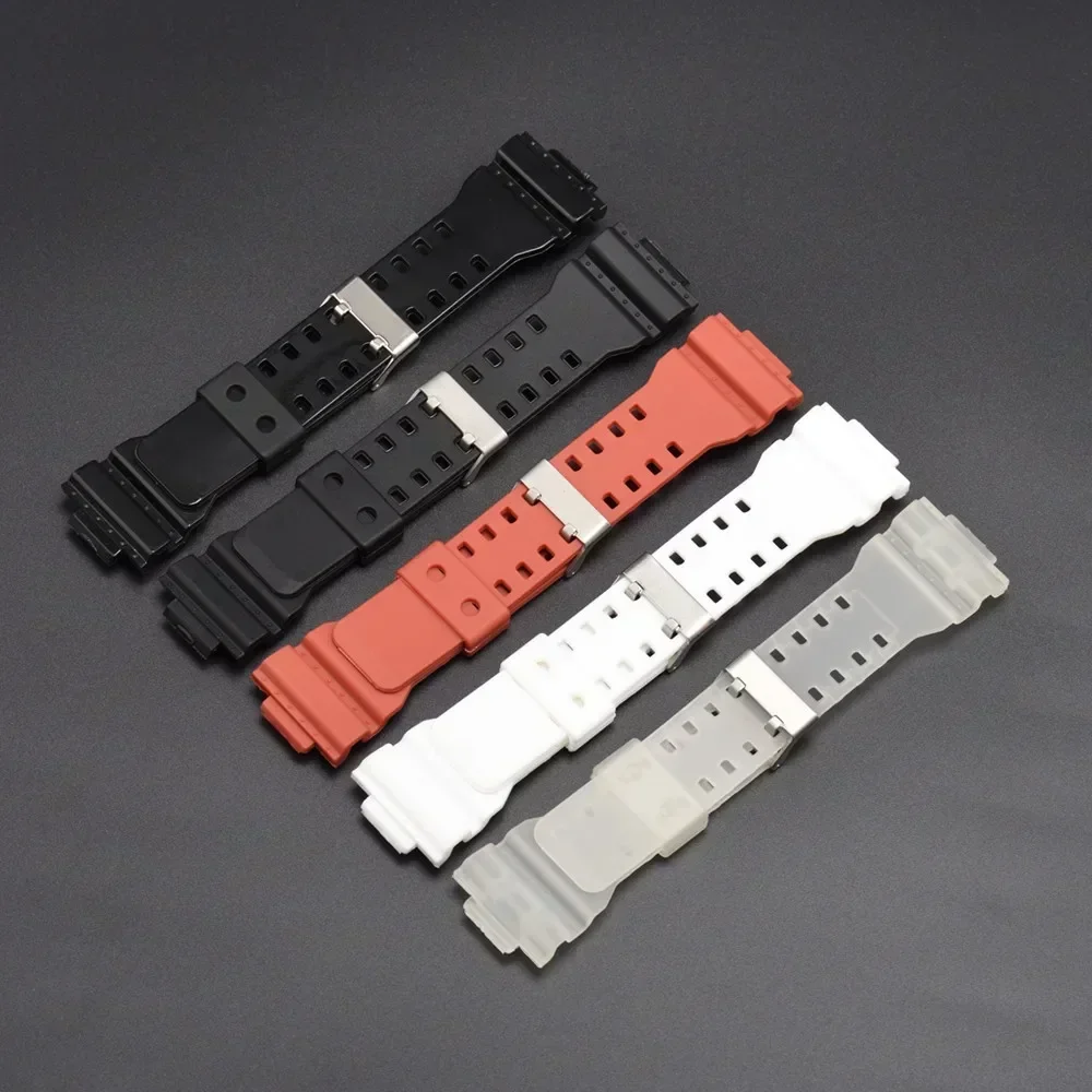 Strap for Casio G-Shock GA-100/110/120/140/200/400/700 800 GD-100/110/120 G-8900 GLS-100 Replace Silicone Resin Watch Band 16mm