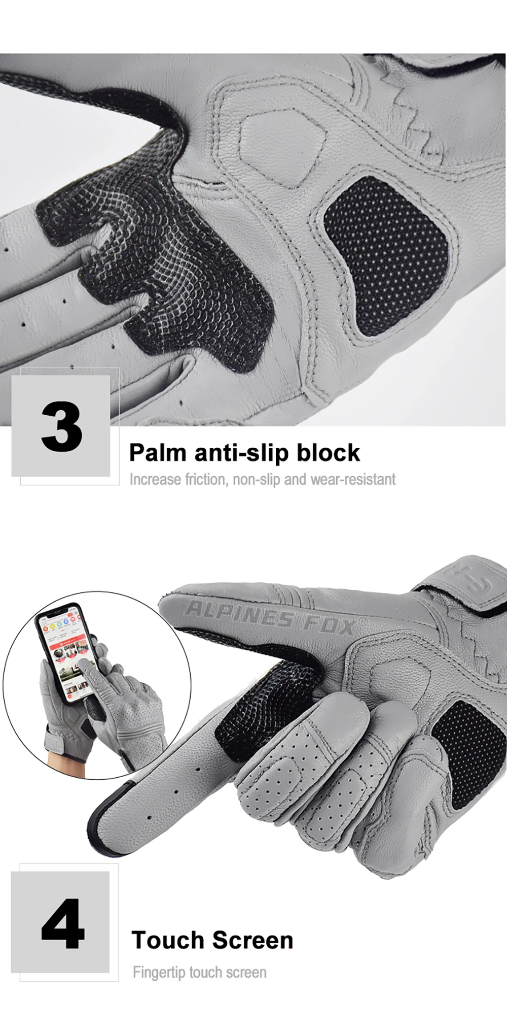 Retro Motorcycle Leather Gloves Perforated Summer Breathable Touch Screen Motobike Cycling Accessories Full Finger Protective