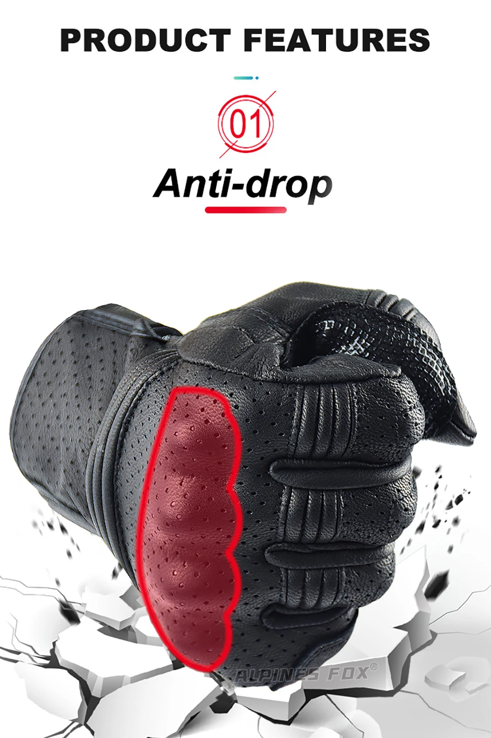 Retro Motorcycle Leather Gloves Perforated Summer Breathable Touch Screen Motobike Cycling Accessories Full Finger Protective