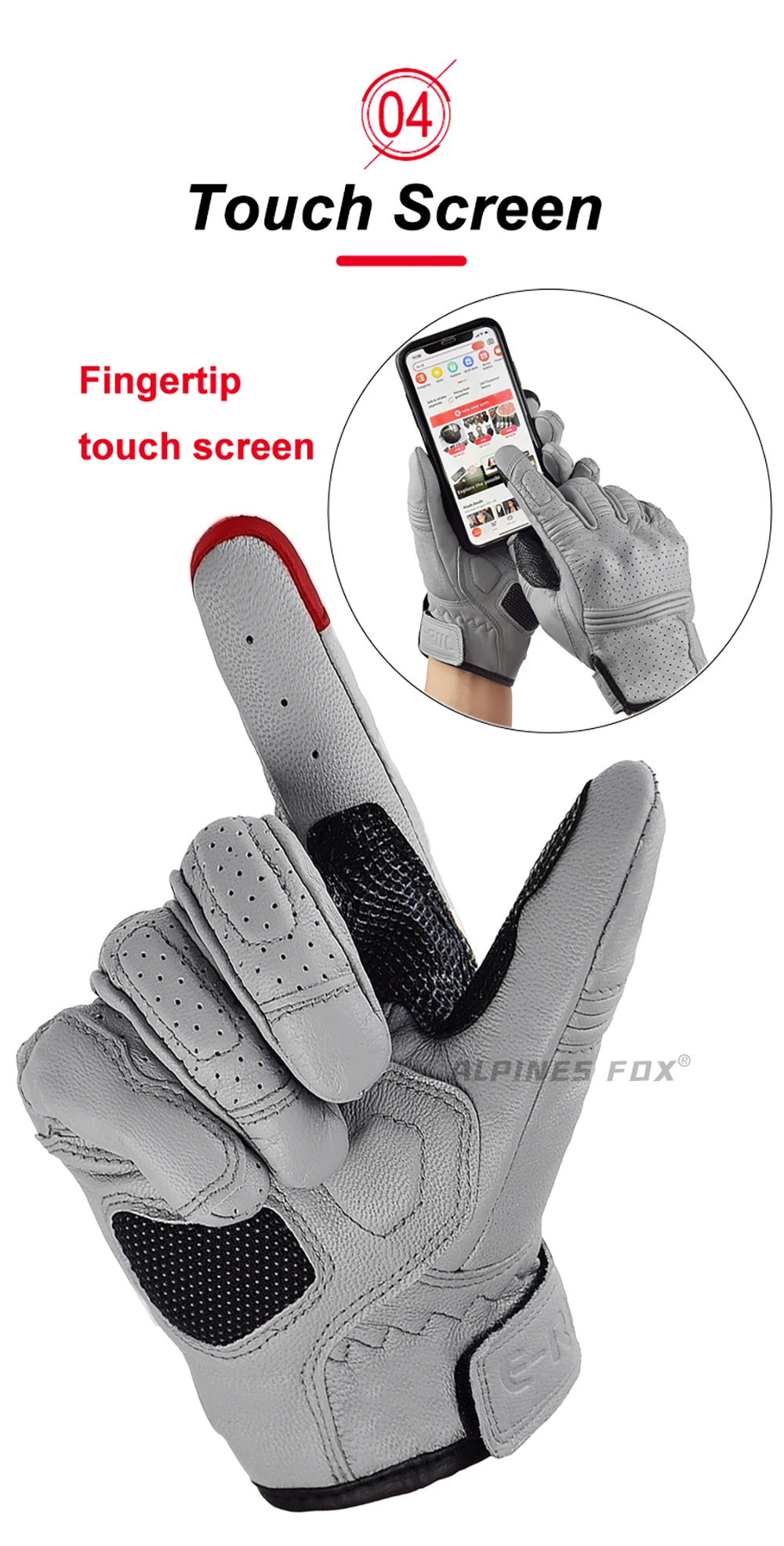 Retro Motorcycle Leather Gloves Perforated Summer Breathable Touch Screen Motobike Cycling Accessories Full Finger Protective