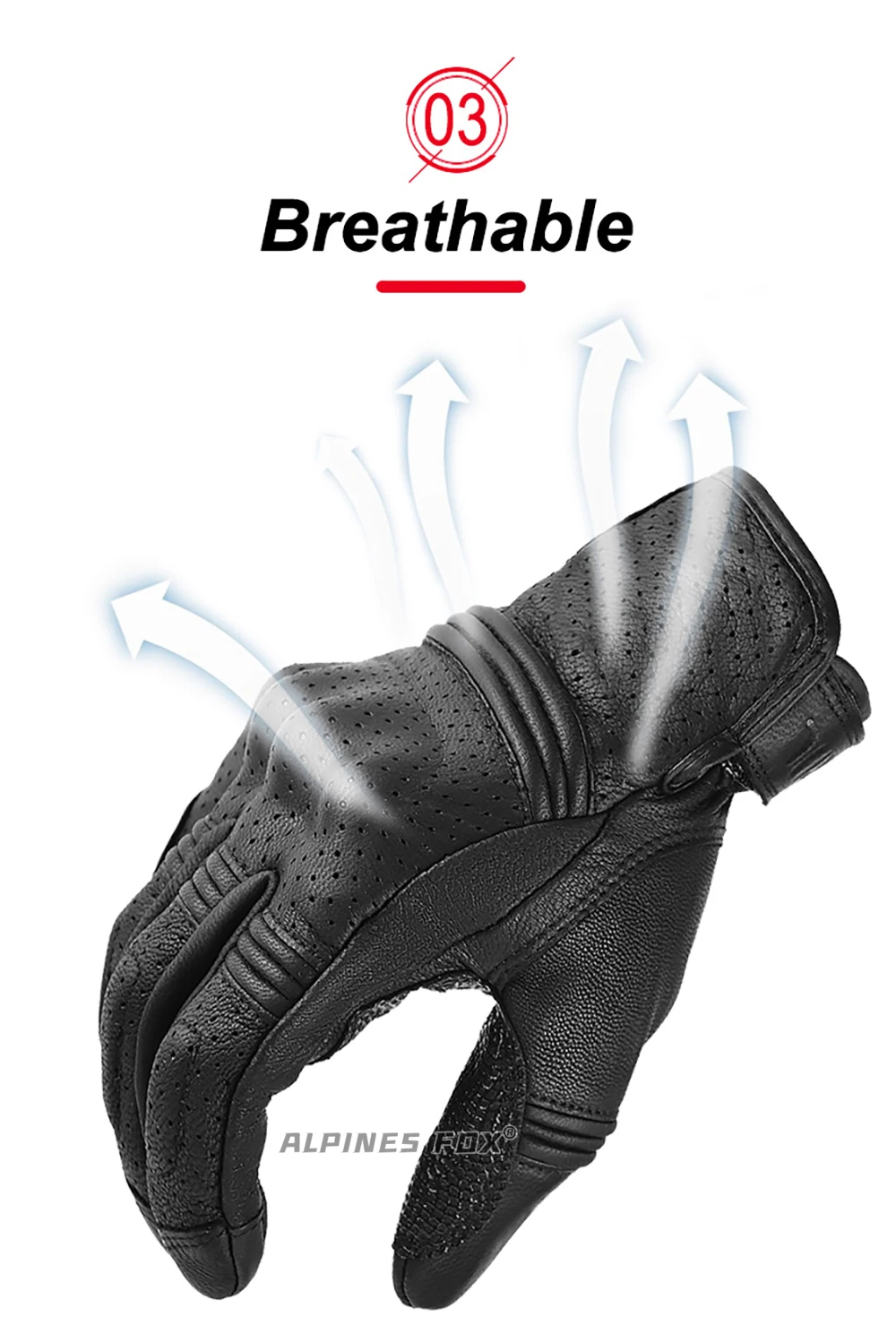 Retro Motorcycle Leather Gloves Perforated Summer Breathable Touch Screen Motobike Cycling Accessories Full Finger Protective