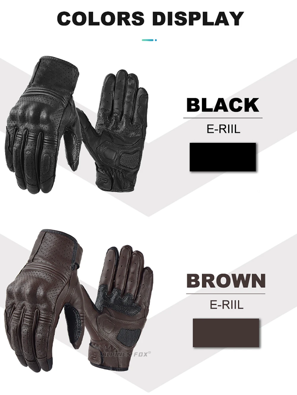 Retro Motorcycle Leather Gloves Perforated Summer Breathable Touch Screen Motobike Cycling Accessories Full Finger Protective